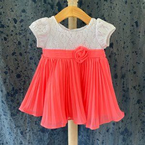Youngland Baby Girls' Crochet Lace Pleated Chiffon Dress 12 M